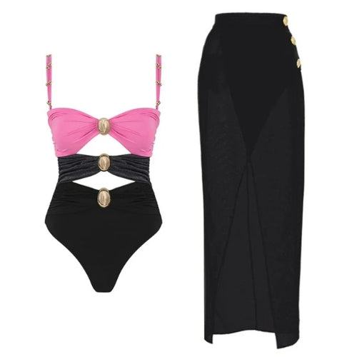Kit Praia Savana Glam - Maiô + Pareô, Elegância e Conforto