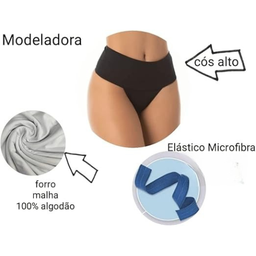 KIT 10 Calcinhas Modeladora Cós Alto - Modela, Define e Sem Marcas