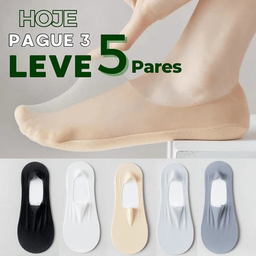 Kit com 3 pares de meias invisíveis, discreto e confortável