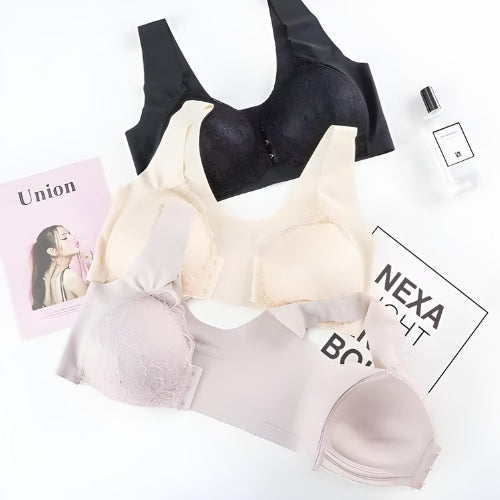 Detalhe renda suave e respirável do sutiã