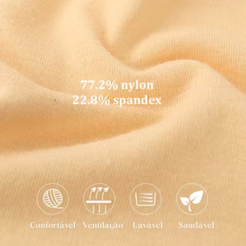 Modelo sem bojo com tecido leve e ajustável, ideal para quem busca conforto total