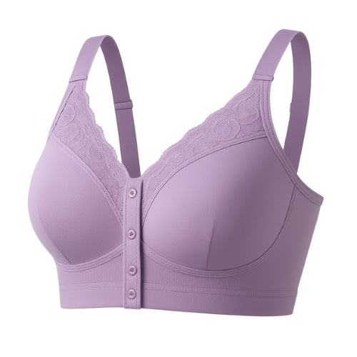 Sutiã leve com fecho frontal e tecido respirável que garante conforto e praticidade no dia a dia